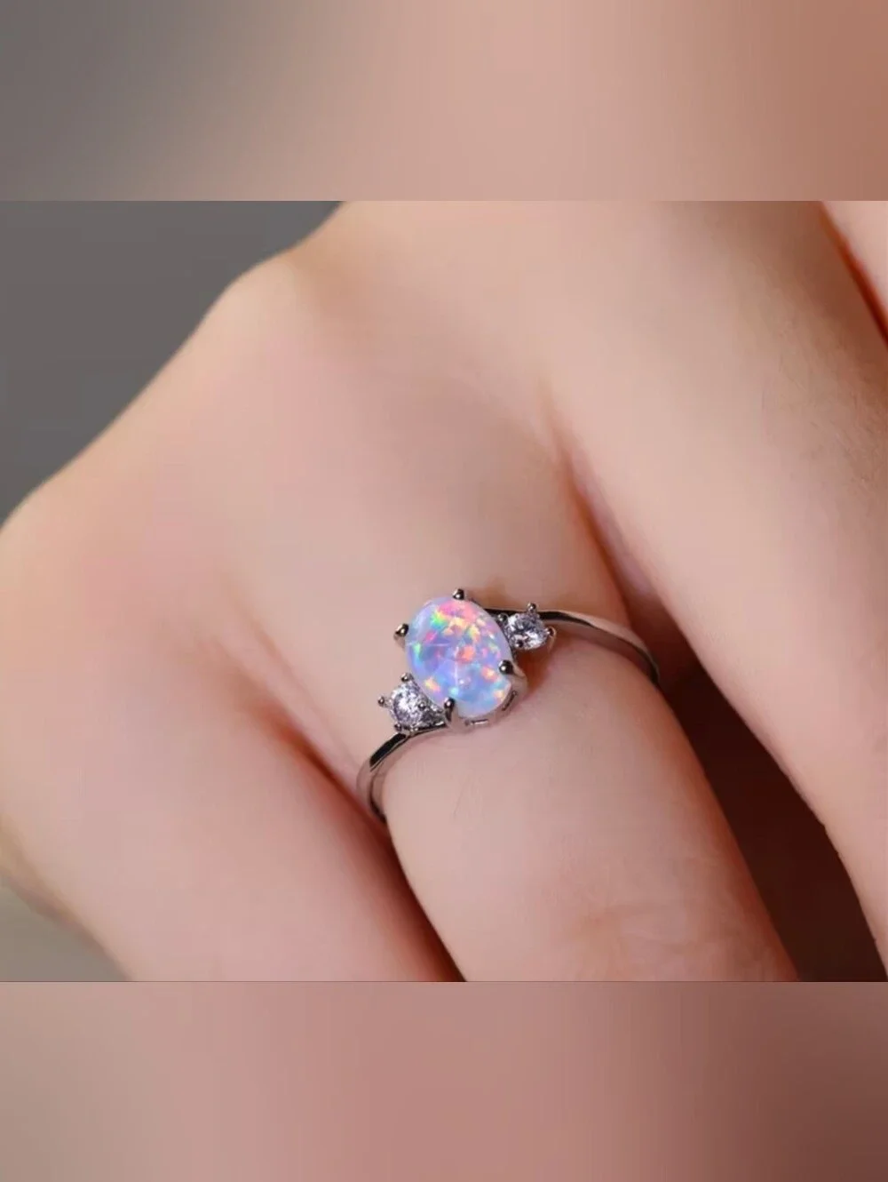 $8 Each Or Bundle 5/$20 Sterling Silver Opal Oval Halo Rings